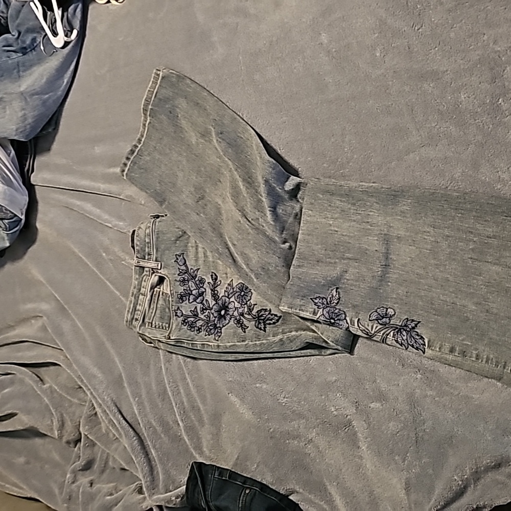 Embroidered boot cut jeans